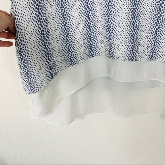 philosophy sleeveless overlay dotted blouse layered blue white size large - Picture 5 of 7